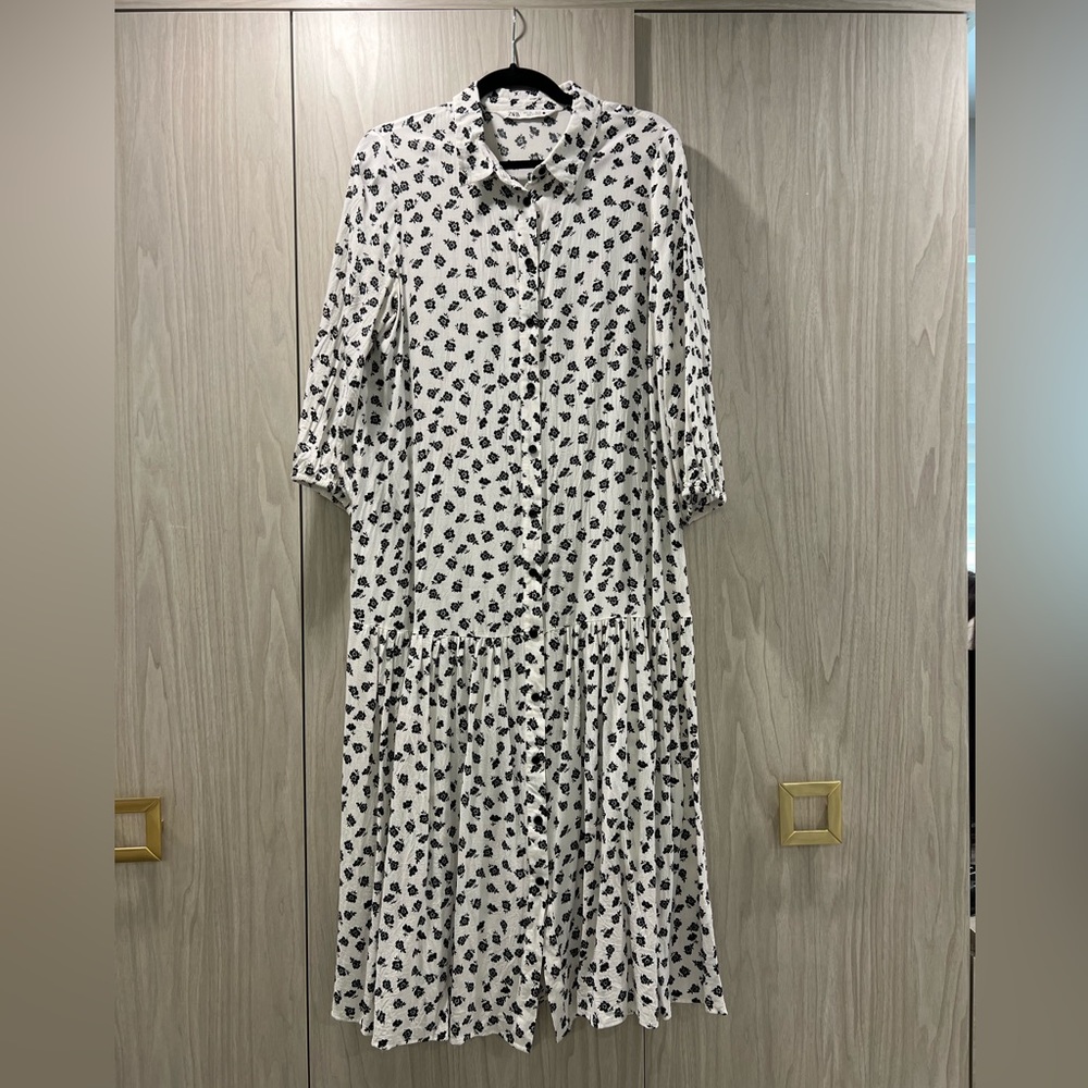 Zara Floral Button-down Dress